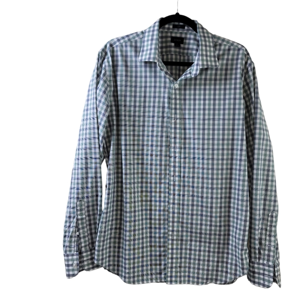 JCrew Slim Fit Bowery Wrinkle Free Stretch Cotton Shirt Sz L